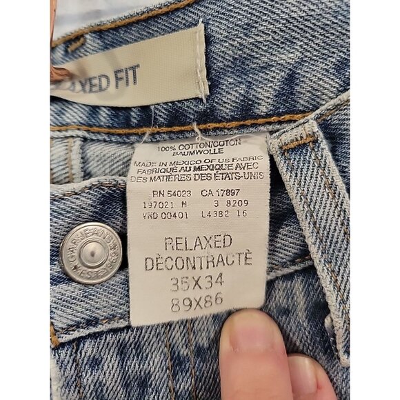 Vintage Y2K Gap Relaxed Fit Baggy Jeans Mens 35x34 Blue Denim Medium Wash - Picture 4 of 7